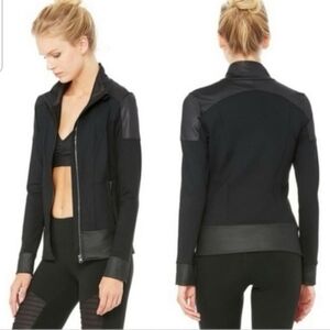 alo Full Zip Zippered Pockets Women's Black Moto Jacket Size S